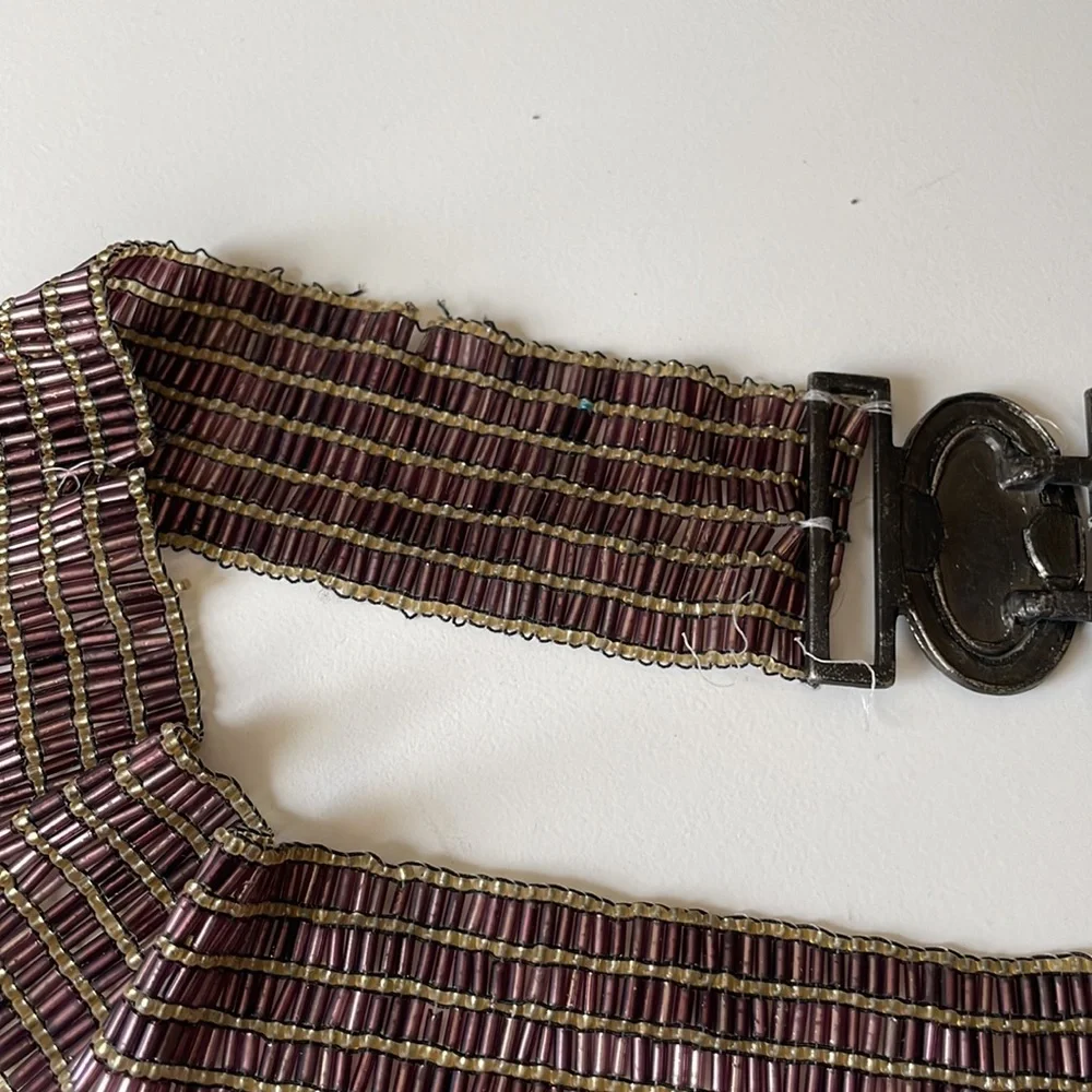 Vintage Beaded Pink Purple Belt‎ Size Small